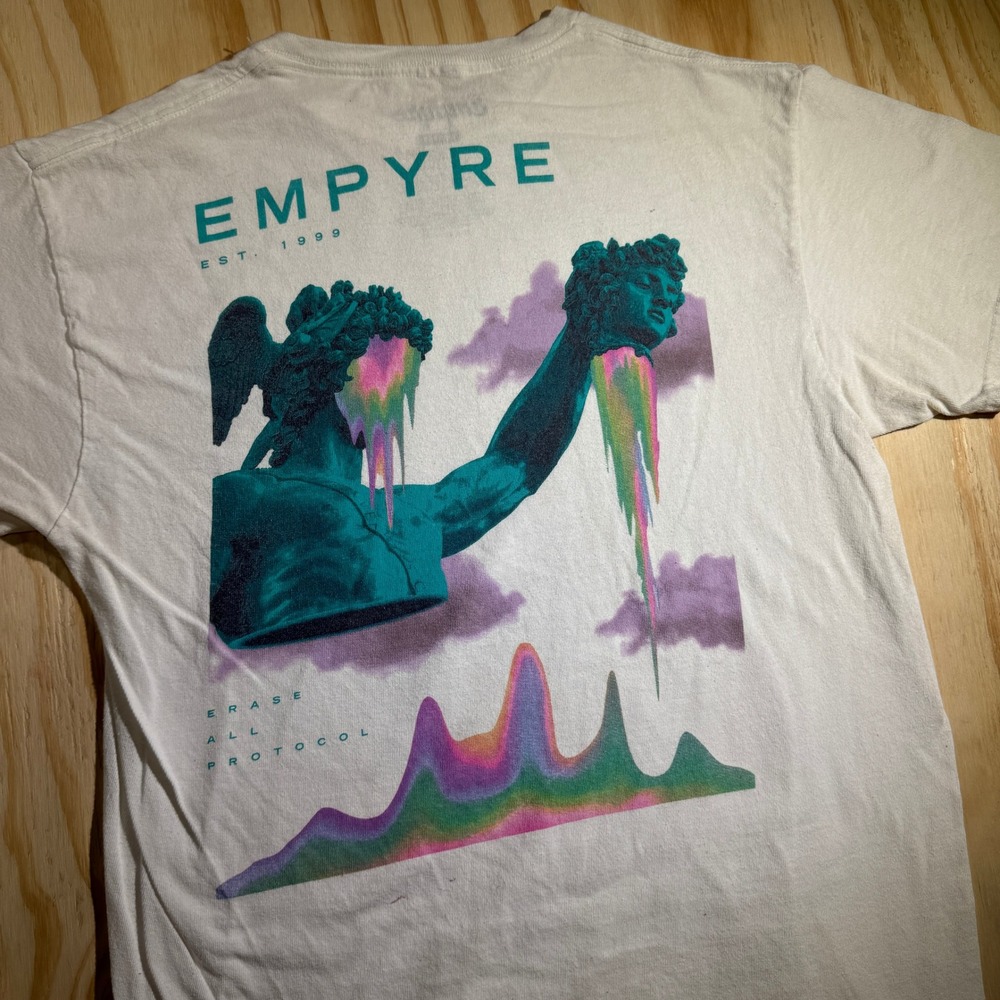 Empyre Men's Erase All Protocol Medusa Glitch Graphic Tee White Medium